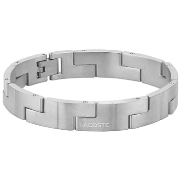 Ατσάλινο βραχιόλι Lacoste 2040155 χειροπέδα σε ασημί χρώμα με ρυθμιζόμενο μήκος.